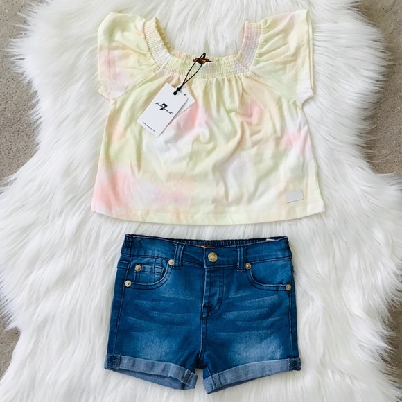7 FOR ALL MANKIND Baby Girl Top/Shorts Set - Picture 3 of 4